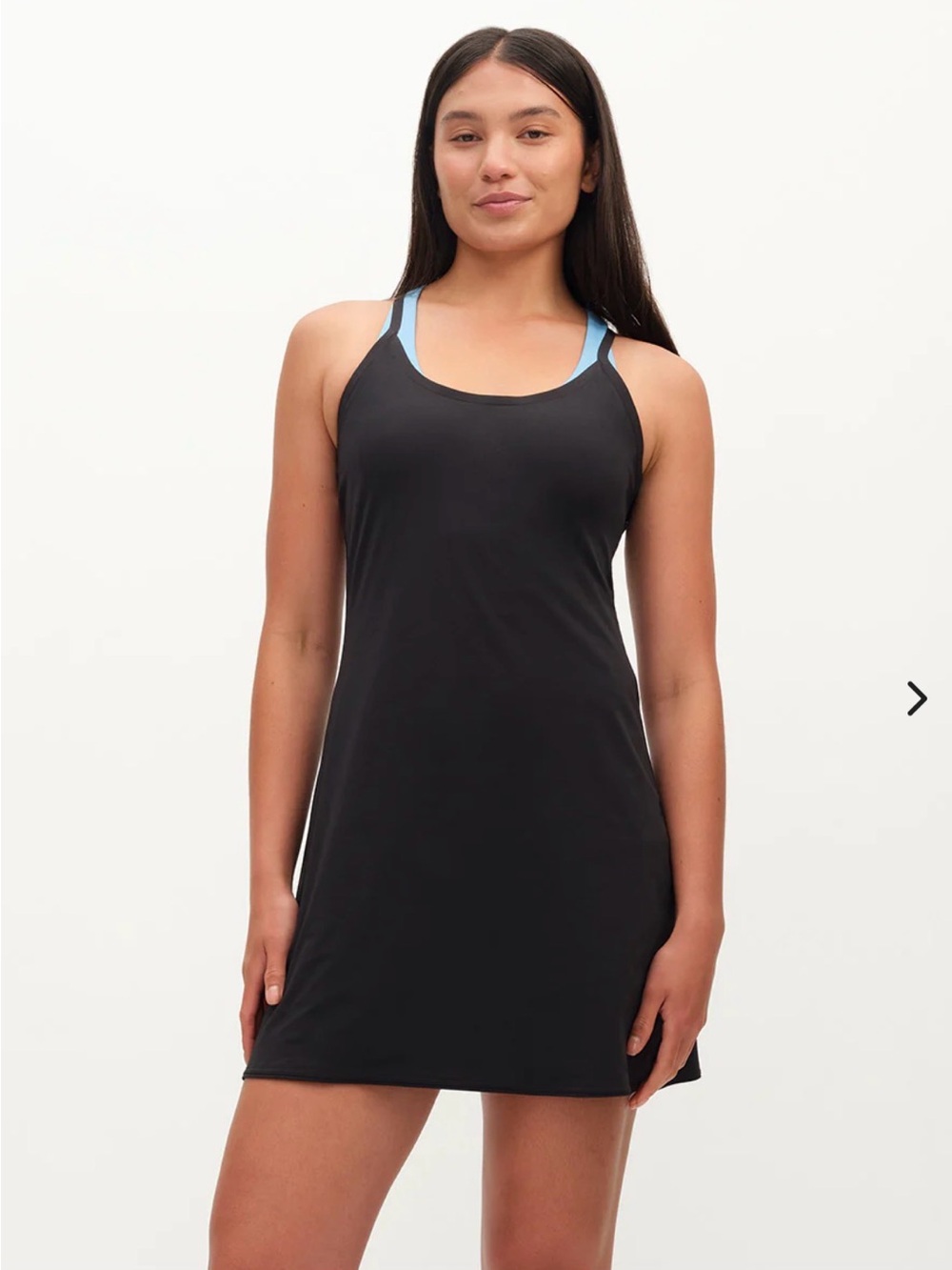 Black Athletic Tank Dress with Light Blue Straps
